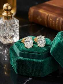 一对8A级高品质立方氧化锆耳钉，925纯银椭圆形切割氧化锆首饰，时尚女士耳环，耳钉，生日、圣诞节、婚礼和订婚时送给女友、妻子、母亲和爱人的最佳礼物 - LZE03 - 查看 4