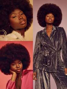 70s Disco Style Afro Kinky Curly Fluffy Wig , Suitable For Daily Wear And Costume Parties - Brown - View 4