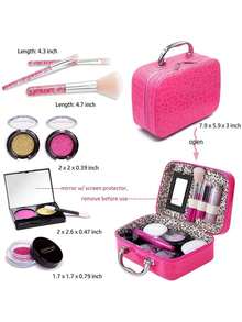 儿童化妆玩具，适合女孩，扮演公主化妆包手提包套装 - 彩色 - 查看 5