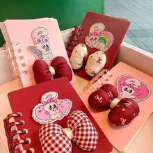 1本可爱兔子蝴蝶结可拆卸螺旋笔记本，迷你便携便签本