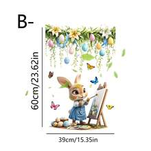 1 قطعة ملصق نافذة أرنب ربيعي عيد الفصح، تصميم أرنب وبيض عيد الفصح من الفينيل، قابل لإعادة الاستخدام، لديكور المنزل والمكتب. - متعدد الألوان - مشاهدة 13