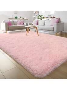1 Pcs Living Room Rugs Carpet Alfombra Para Sala Rug For Bedroom Bedroom Decor Area Rug For Living Room, 60x90/60x120 Grey High Pile Shag Rug, Ultra Soft Fluffy Anti-Slip Floor Mat, Machine Washable Stain Resistant Pet Carpet, Modern Minimalist Indoor Rug For Bedroom Office - Hồng - Xem 2
