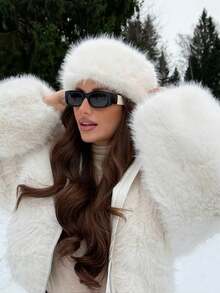 1Pc Women's Solid Color Plush Fluffy Hat, Soft Comfortable Warm Minimalist Cap, Casual Versatile Windproof Suitable For Daily Wear, Can Be Matched With Scarf, Autumn/Winter Decor Autumn - Nhiều màu - Xem 1