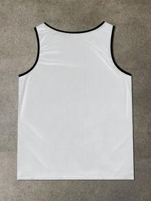 EVRINFINITE Retro American World Cup Theme Sports Tank Top For Men, Letter Print Mesh Basketball Jersey, Fitness Workout Shirt - White - View 5