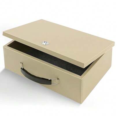 Caja de portátil con cerradura, 33,5 cm x 27,9 cm x 12,9 cm, caja de almacenamiento de metal resistente al fuego, caja de para documentos, caja de depósito para el hogar, exterior, automóvil, extra grande, FSandss