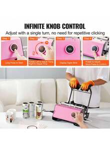 Mug Heat Press, 11-30oz Tumbler Heat Press Machine, Sublimation Transfer Straight Skinny Tumblers, Cup Heat Press With Heat-Resist Gloves & Tape, DIY Ceramic Mugs Cups Glasses, As Gift - 粉色 - 查看 4