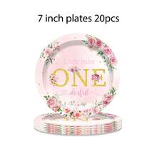 Bộ đồ ăn chủ đề màu hồng dễ thương 80 món, đĩa tiệc 7/9 inch, khăn ăn, cốc, quà tặng tiệc sinh nhật, đồ trang trí, phù hợp làm đồ dùng tiệc sinh nhật, đĩa tráng miệng, cốc đựng đồ uống - Nhiều màu - Xem 11