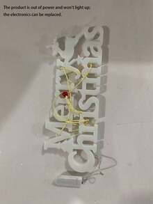 1个经典圣诞快乐LED灯，节日发光标志，室内/室外节日塑料装饰，通用圣诞派对装饰 - （电池供电；电池耗尽时请更换） - 白色 - 查看 11