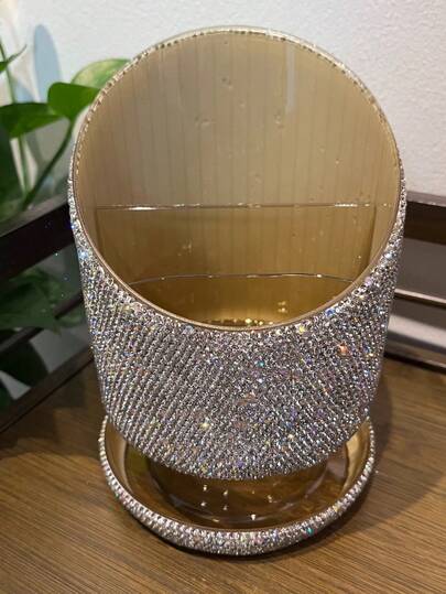 旋转式化妆刷收纳盒，带盖，桌面化妆品收纳管，大容量，适合收纳眉笔和化妆刷，家居装饰，桌面收纳，化妆品收纳，梳妆台配件，女士礼物