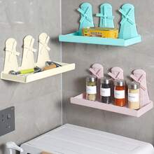 1pc Bathroom Windmill Shelf, Toilet Vanity Storage Rack, Wall Mounted Kitchen Spice Organizer, No Drilling Required - Multicolor - View 1