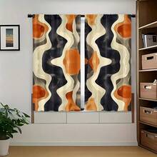 2 pezzi Tende con stampa in tessuto africano, stile con passante per asta, fascino rustico, design moderno, in poliestere, artistico, facile installazione, durevole, adatto per camera da letto, ufficio, cucina, soggiorno, studio - Decorazione per la casa, lavabile in lavatrice - Multicolore - Visualizzare 2