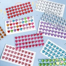 2pcs Pink & White Heart Diamond Stickers, Laser 3D Crystal Decals For Phones - Multicolor - View 3