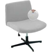 Berber Fleece Criss Cross Chair Cover, Stretch Mid Back Wide Armless Accent Chair Slipcover, Exquisite Vanity Chair Cover For Dorm Home Desk Office Chair Variant 6 - 淺灰色柏柏爾羊毛 - 查看 1