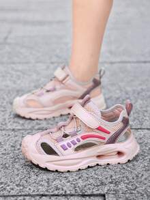 1 Pair Girls' Summer Convenient Hook And Loop Design Lightweight Comfortable Slide Sandals - Pink - View 12