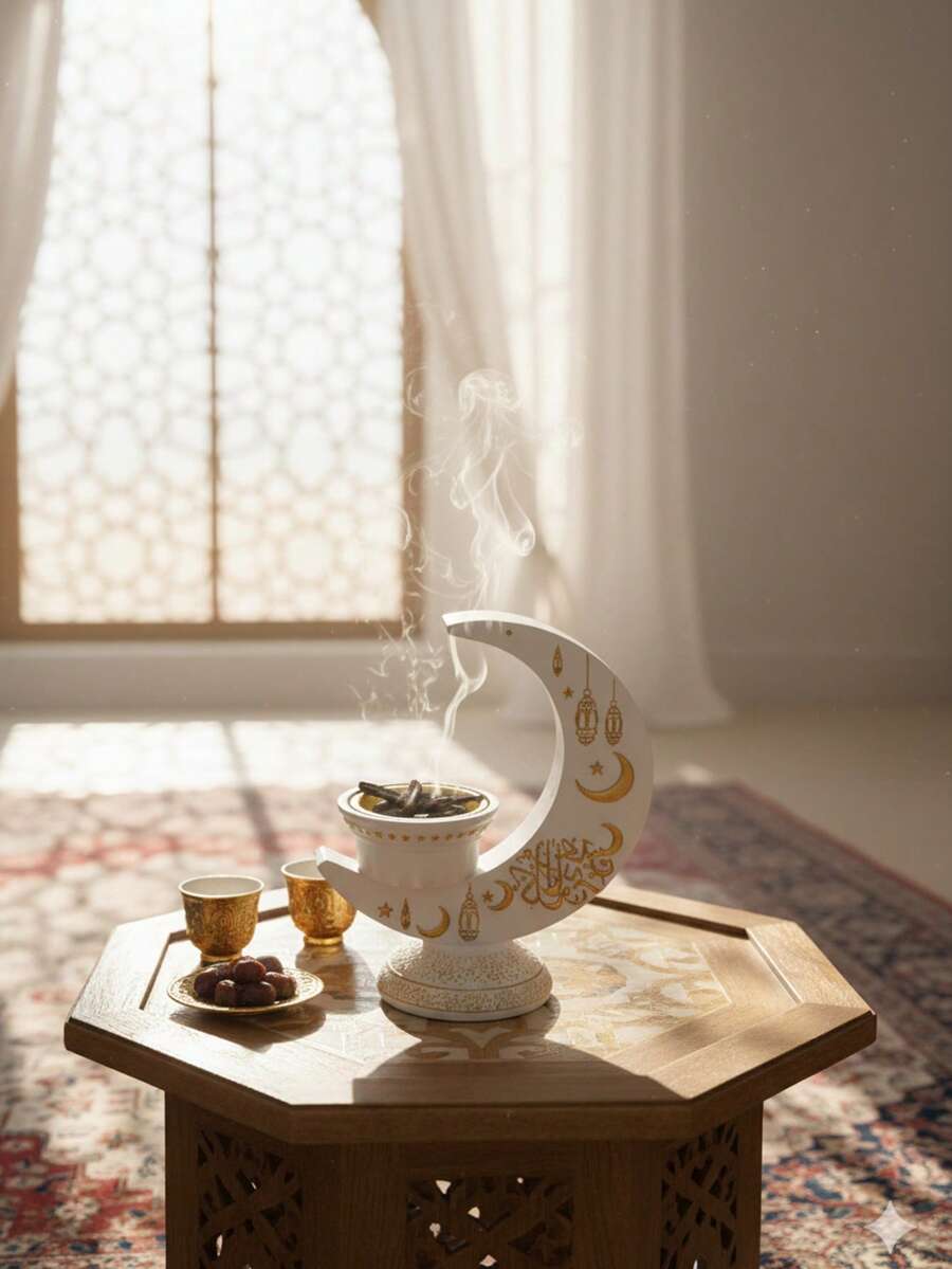 1个树脂香炉，阿拉伯风格巴库尔香炉，装饰品，家居装饰，装饰品，配件，房间装饰，派对和节日装饰，星星，月亮，灯笼，节日装饰，用品，开斋节，开斋节用品，装饰品，配件