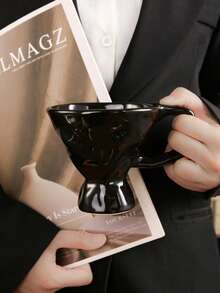 1pc Premium Design Stemware, Ceramic Material, Unique Design Coffee Cup, Suitable For Home, Office, Cafe Use - Multicolor - View 7