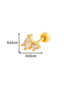 Toppiercing 1件极简主义铜锆石蝴蝶皇冠不锈钢耳骨耳环 - 彩色 - 查看 5