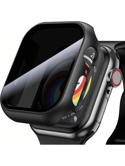 1pc Women Men Black Privacy Screen Watch Case Fashionable Anti-Peeping 2 In 1 Ultra-Thin Tempered Glass Screen Protector Case, For Apple Watch Case 40/41/42/44/45/46/49mm, For Apple Watch Series Ultra/SE/11/10/9/8/7/6/5/4, Intelligent Watch Accessories