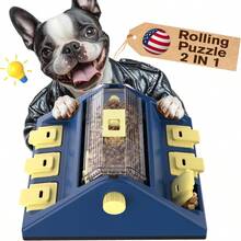2 Levels Of Challenge, Large Size, Paw - Activated Rolling Dog Puzzle Feeder Toy, U. S. Design, Treat Puzzles Feeding Small Medium Dogs Mental Stimulation Puppy Food Slow Dispenser Toy - 大號 + 藍色 - 查看 3