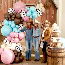 116件套牛仔女郎主题粉色牛仔气球拱门装饰套装，包含浅粉色、棕色、米色和白色气球。适用于牛仔女郎主题的迎婴派对、生日派对、性别揭晓派对、女孩生日装饰、单身派对和西部主题派对装饰。 - 彩色 - 查看 6