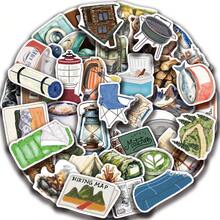 50张露营拼贴贴纸，创意涂鸦贴纸，办公用品，手机电脑贴纸，高性价比防水耐用酷炫贴纸，趣味经典礼品装饰，超值套装，可爱卡通贴纸，酷炫动漫装饰贴纸，防水耐用，可重复使用手机壳贴纸 - 彩色 - 查看 11