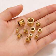 20 Pcs Stainless Steel 18K Gold-Plated Spacer Barrel Beads DIY Bracelet Necklace Bead Accessories Gold Positioning Bead Jewelry Making - Bead - View 2
