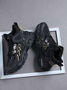 2026 New High-Top Breathable Sports Shoes, Fashionable Casual Men's Athletic Sneakers - Black - View 1