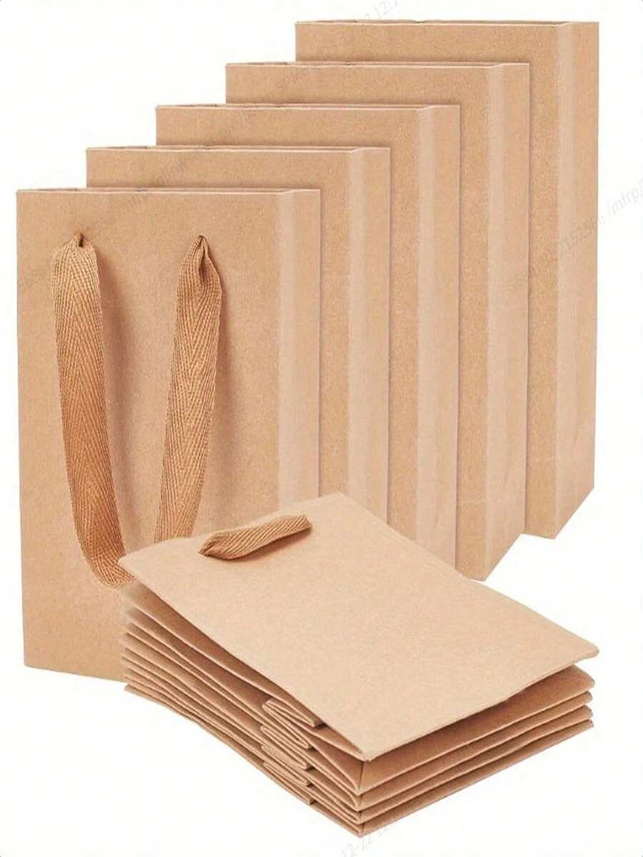 1 pieza Bolsa de regalo de papel kraft con asa de cuerda, bolsa de mercancía minorista, adecuada para exhibición y empaque de joyería, Navidad, boda, fiesta, organización de ropa, diseño de asa resistente Bolsa de empaque de regalo (Predeterminado 1 pieza-16*12*7 pulgadas) - Multicolor - Ver 1