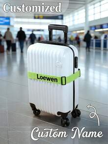 Personalized Luggage Strap, Customized Hook And Loop Luggage Strap, Customized Name Luggage Strap, Nylon Customized Embroidered Name Luggage Strap, Luggage Identifier, Luggage Strap, Luggage Belt, Luggage Bag Fabric, Gift For Her, Valentine's Day Gift, Ideal Gift For Him On Valentine's Day - Multicolor - View 2