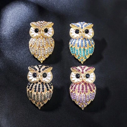 1 st Uggla Djur Casual Zinklegering Strass Inlagt Mode Personlig Brosch, Lämplig För Män Att Bära Vardags, Jobbe, Fest