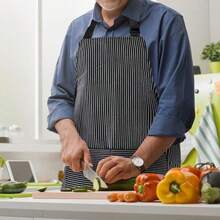 多功能粉色条纹围裙，带双口袋 - 可调节，耐用涤纶材质，适合厨师、烹饪爱好者和烧烤爱好者 - 彩色 - 查看 2