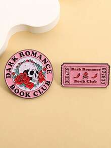1pc/Set Dark Romance Book Club Enamel Pins Skeleton Roses Brooches Lapel Badges Bookish Girl Jewelry Gift For Readers Friends - Multicolor - View 3