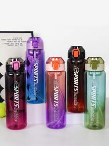 1pc 950ml/30oz Or 700ml/24oz Gradient Color Sports Straw Water Bottle, Large Capacity Marked Sports Water Bottle With Bounce Straw, Portable & Durable, Suitable For Outdoor Sports, Fitness, Running, Camping, Also A Great Gift Choice - Multicolor - View 4