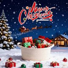 Woven Burr Basket With Handles – Perfect For Valentine's Day, Birthdays & Special Occasions, Black Decorative Storage Container For Gifts, Toys, Or Essentials - Blue - View 9