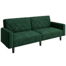 Costoffs 3-In-1 Velvet Convertible Futon Sofa Bed Upholstered Futon Couch With Diamond Tufted Design - Green - View 10