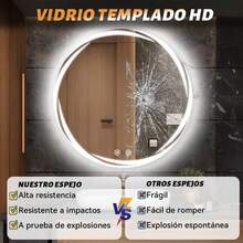 DASHLINE Bathroom Mirror, Round LED Bathroom Mirror With Memory Function And HD Defogger, Makeup Mirror, Smart Touch Buttons, 3 Dimmable Colors, 4mm Explosion-Proof Glass: Home & Kitchen - 灰月 - 查看 8