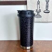 Kubek termiczny ze stali nierdzewnej o pojemności 500 ml z nadrukiem w panterkę, nowa stylowa przenośna butelka na wodę odpowiednia dla mężczyzn i kobiet, kubek samochodowy ze słomką, prezent na Boże Narodzenie/urodziny - Wielokolorowe - Zobacz 10