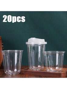 20Pack 16 Oz Iced Coffee Cups With Lids,Clear Plastic Cups With Strawless Sip Lids,Round Bottom To Go Cup For Iced Coffee Juice Smoothie Cold Beverage - 白色 - 查看 11