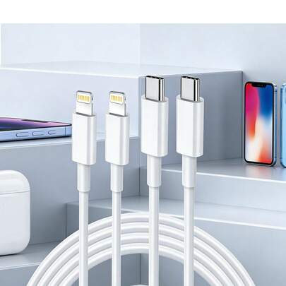 1-3条USB-C转Lightning数据线，2米/6.6英尺高速数据传输和快速充电线，耐用充电线，兼容 14 Pro Max/14 Pro/14 Plus/14/13/12/11/XS/XR/8/7/6系列