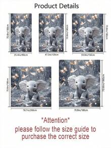 1件/4件装大象雨中主题浴帘，保暖防水，带12个挂钩，适用于房间、家庭、酒店，可机洗浴室帘 - 彩色 - 查看 4