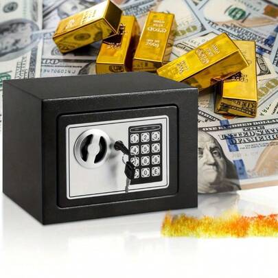 4-LED Sensor Light Hidden Safe Box With Key And Digital Lock, Suitable For Home And Office, Wall Or Cabinet Mountable Electronic Security Safe (Batteries Not Included)