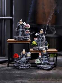1pc Artificial Waterfall Incense Burner | Elegant Waterfall Incense Holder | For Air Purification | ABS Resin Craft | Home Decor | Tabletop Incense Burner, Kitchen, Dining Table (No Electric, No Incense Included) - Multicolor - View 2