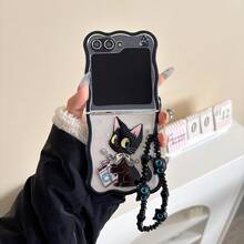 1pc Women's Foldable Phone Case, Wave Pattern Scarf Cat Design For Samsung Galaxy Z Flip7, Galaxy Z Flip7 FE, Galaxy Z Flip6, Galaxy Z Flip5, Fashionable, Popular, With Cute Pendant, High-Quality Material - Multicolor - View 14