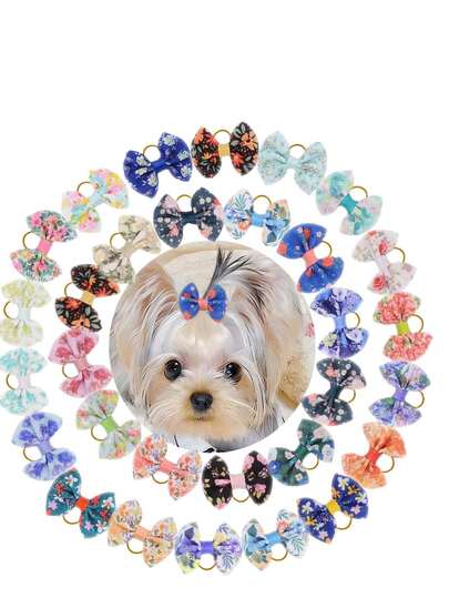 20PCS Random Color Dog Bows, Pet Costume Accessories, Cute Dog Ornaments, Bow Hair Accessories, With Elastic Bands, Pet Grooming Bows, Dog And Pet Supplies, Everyday Hair Accessories For Small Dogs And Cats.Chic Pet Hair Clips & Bands, For Small & Medium Furry Babies, High-Quality Non-Hurt Hair Pet Headpieces