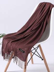 1件轻盈经典纯紫色户外防风防沙围巾披肩，简约时尚男女通用流苏围巾，适合日常、用餐、约会等场合佩戴，空调房内保暖。 - 中紫紅色 - 查看 35