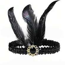 复古羽毛头饰系列 | 黑色羽毛镶嵌水钻，是盛大晚宴和主题派对的完美之选，瞬间唤起百年前的迷人风情 - 彩色 - 查看 11