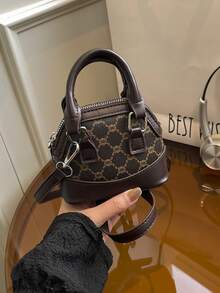 经典百搭印花迷你拼接手提包，优雅贝壳造型女士斜挎包，适合购物、携带钱包、休闲外出，尤其适合年轻女性、大学生、职场新人及白领人士。也非常适合办公室、大学、工作、商务、通勤、户外活动、旅行和郊游等场合。 - 彩色 - 查看 7