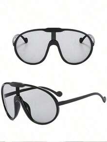Street Y2k Geometric Frame Tinted Lens Fashion Glasses Perfect For Beach & Club Parties Shades Beach Accessories Beach Accessories For Women Glasses Shades Y2KFest MusicFest - Black - View 4