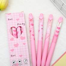 Best-Selling Ins Style Girlish Heart Practice Pen, Extra-Long Soft Grip Sweet Heart Stress-Relieving Pen, High Appearance Level Student Butterfly Gender-Neutral Pen