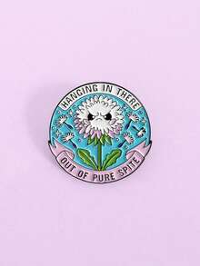 1pc/Set Dandelion Enamel Pins Custom Hanging In There Out Of Pure Spite Brooches Lapel Badges Cartoon Plant Jewelry Gift For Friends - Multicolor - View 7